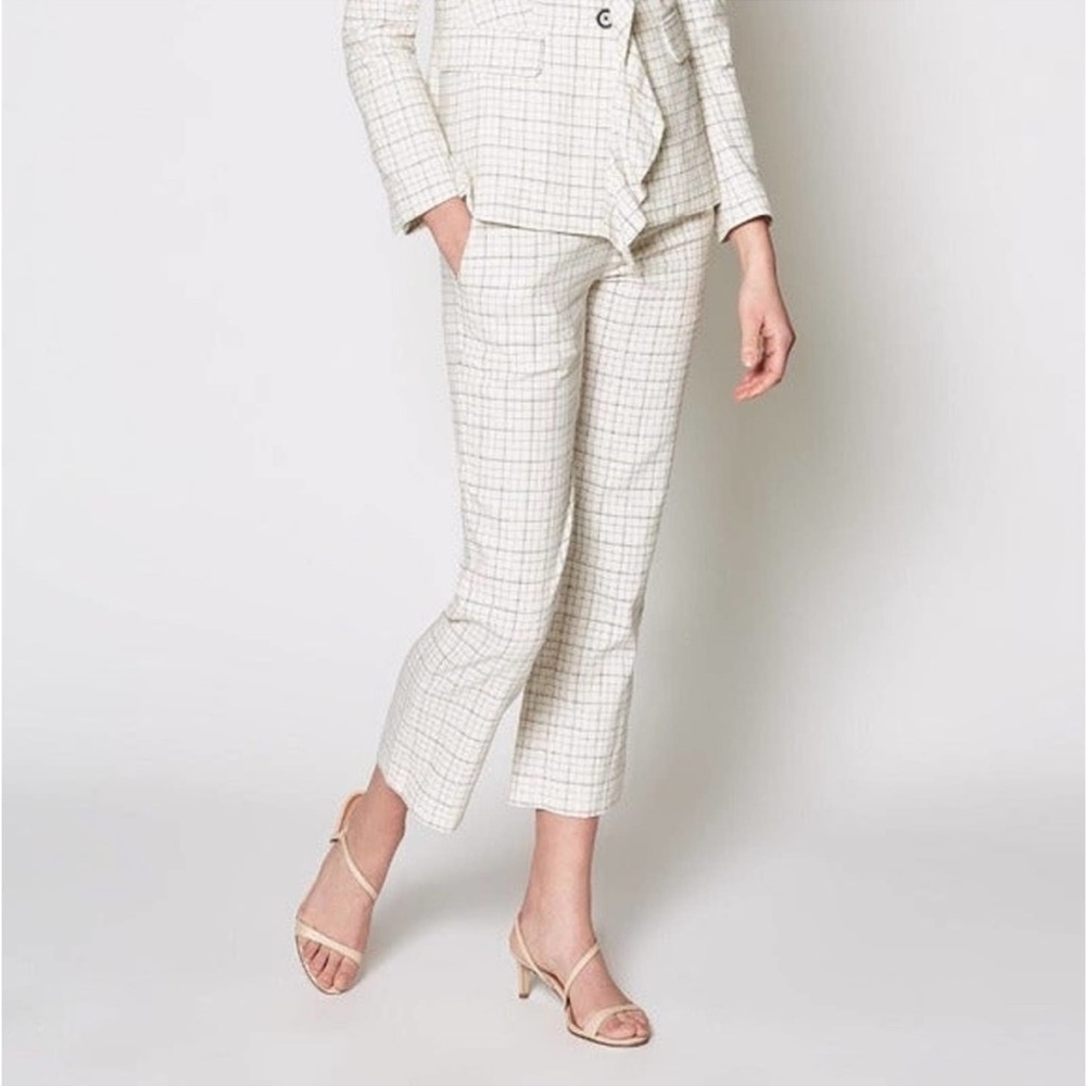 Joie Dicra Cropped Trousers in Grid Porcelain